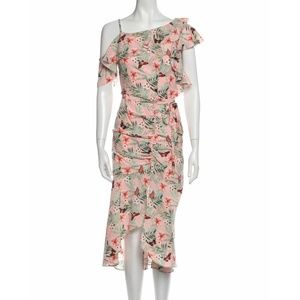 JOIE RUCHED butterfly ruffles silk pink dress